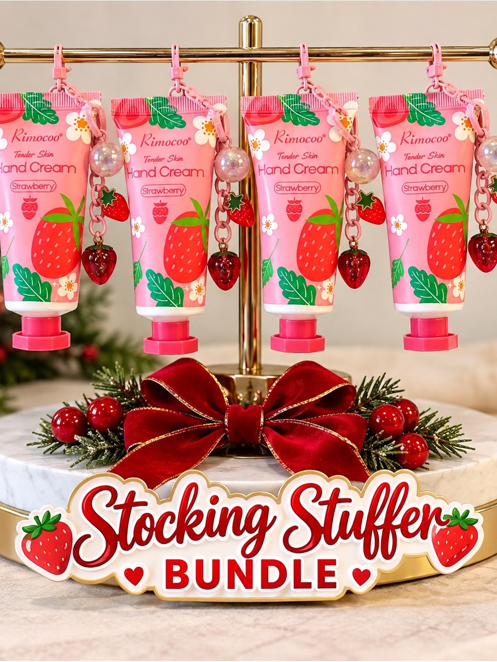 Set of 4 Rimocoo Strawberry Hand Cream